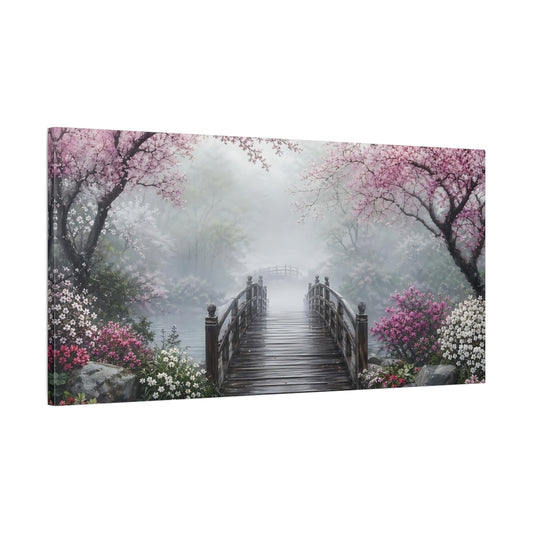 Main Mockup. Nature Cherry Blossoms Pink Cherry Blossoms shown as stretched canvas wall art