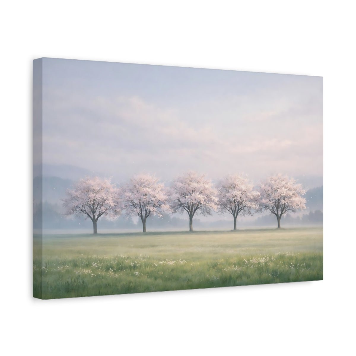Nature Cherry Blossoms Pink Landscape - Canvas Wall Art Print - YesArtYes