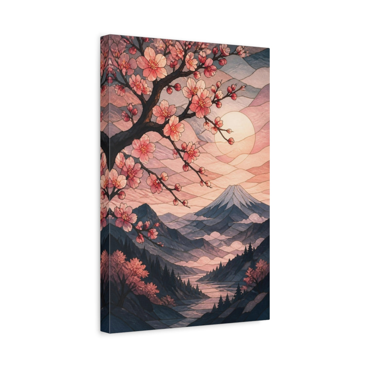 Side Mockup 4. Nature Cherry Blossoms Sakura shown as canvas print