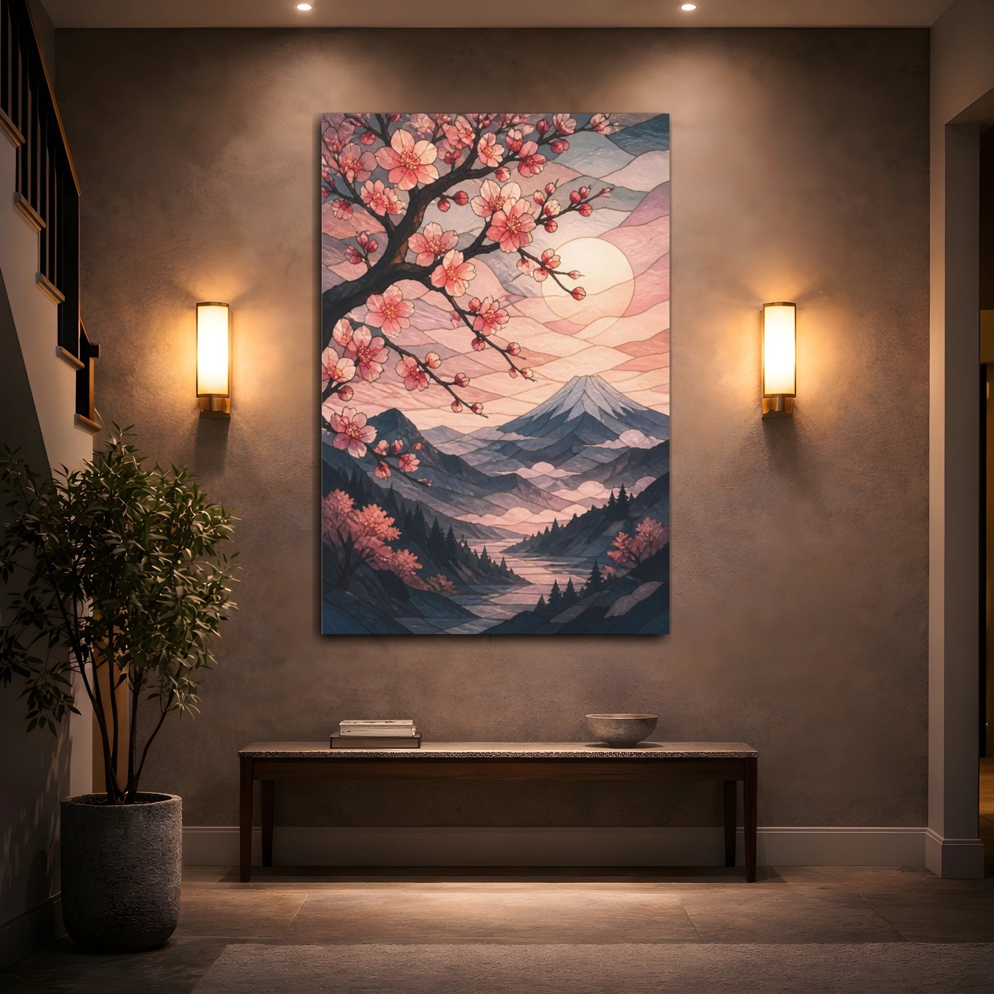Mockup 2. Nature Cherry Blossoms Sakura shown as canvas print
