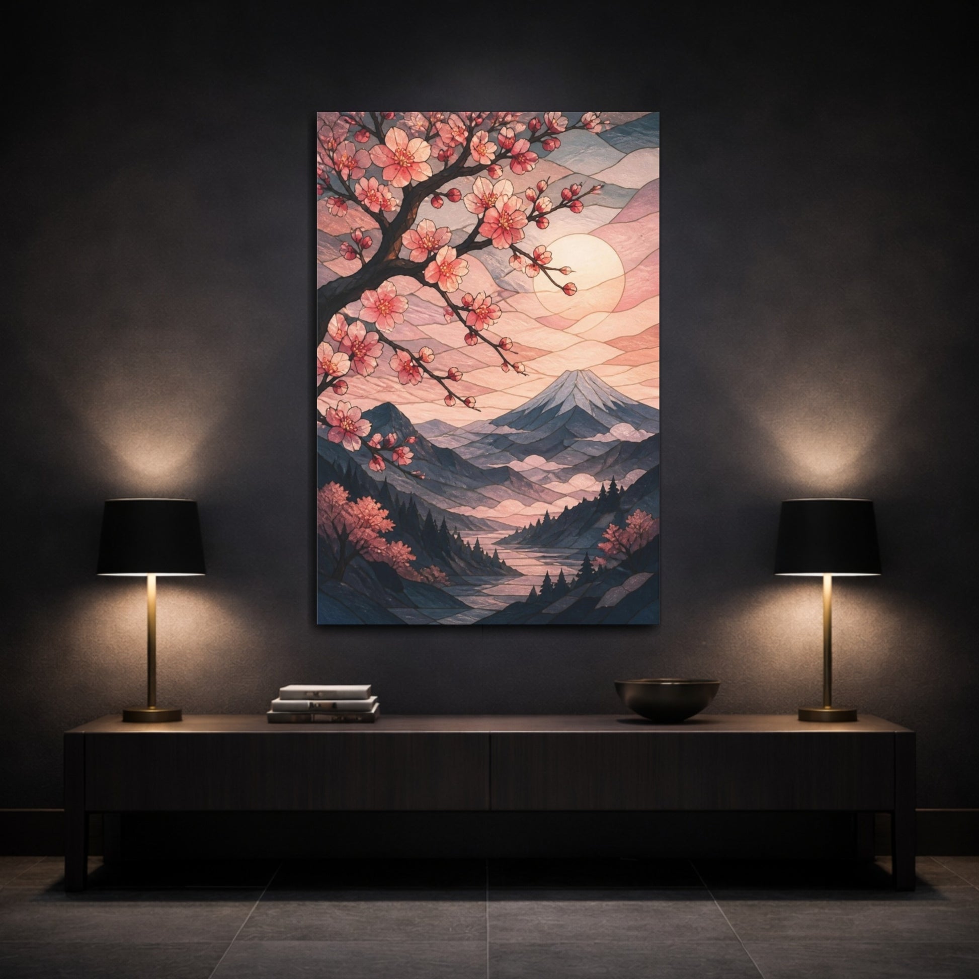 Mockup 3. Nature Cherry Blossoms Sakura shown as canvas print