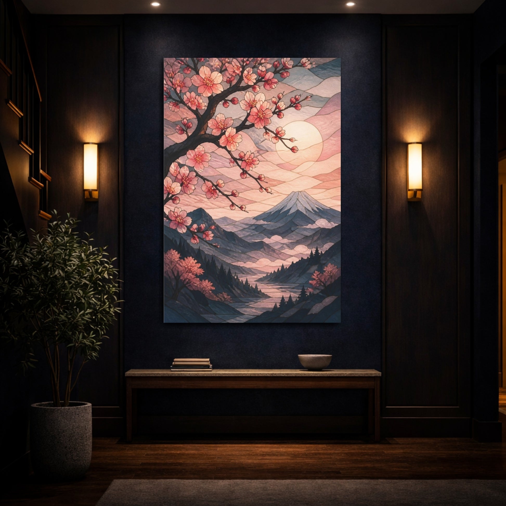 Mockup 4. Nature Cherry Blossoms Sakura shown as canvas print