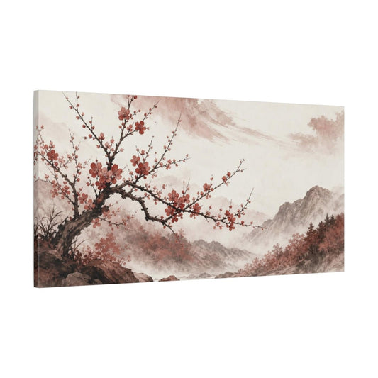 Nature Cherry Branch Blossoms Canvas Print Wall Art – Living Room Decor, Above Sofa - YesArtYes