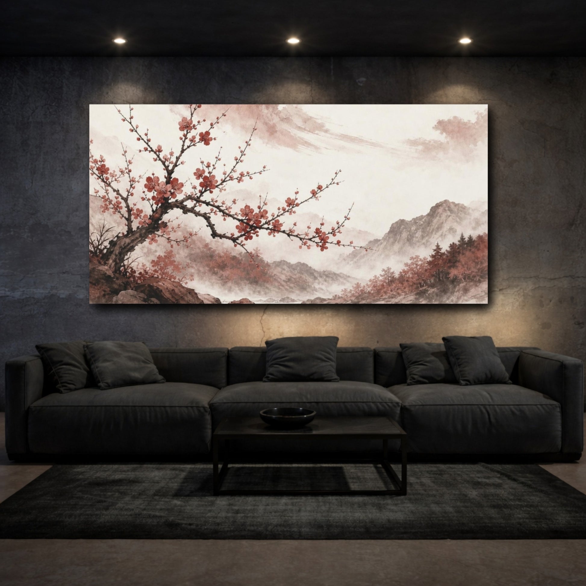 Mockup 3. Nature Cherry branch cherry blossoms shown as canvas print