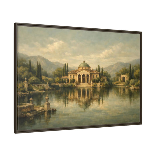 Main Mockup. Nature Classical Villa Classical Lake View shown as stretched canvas wall art