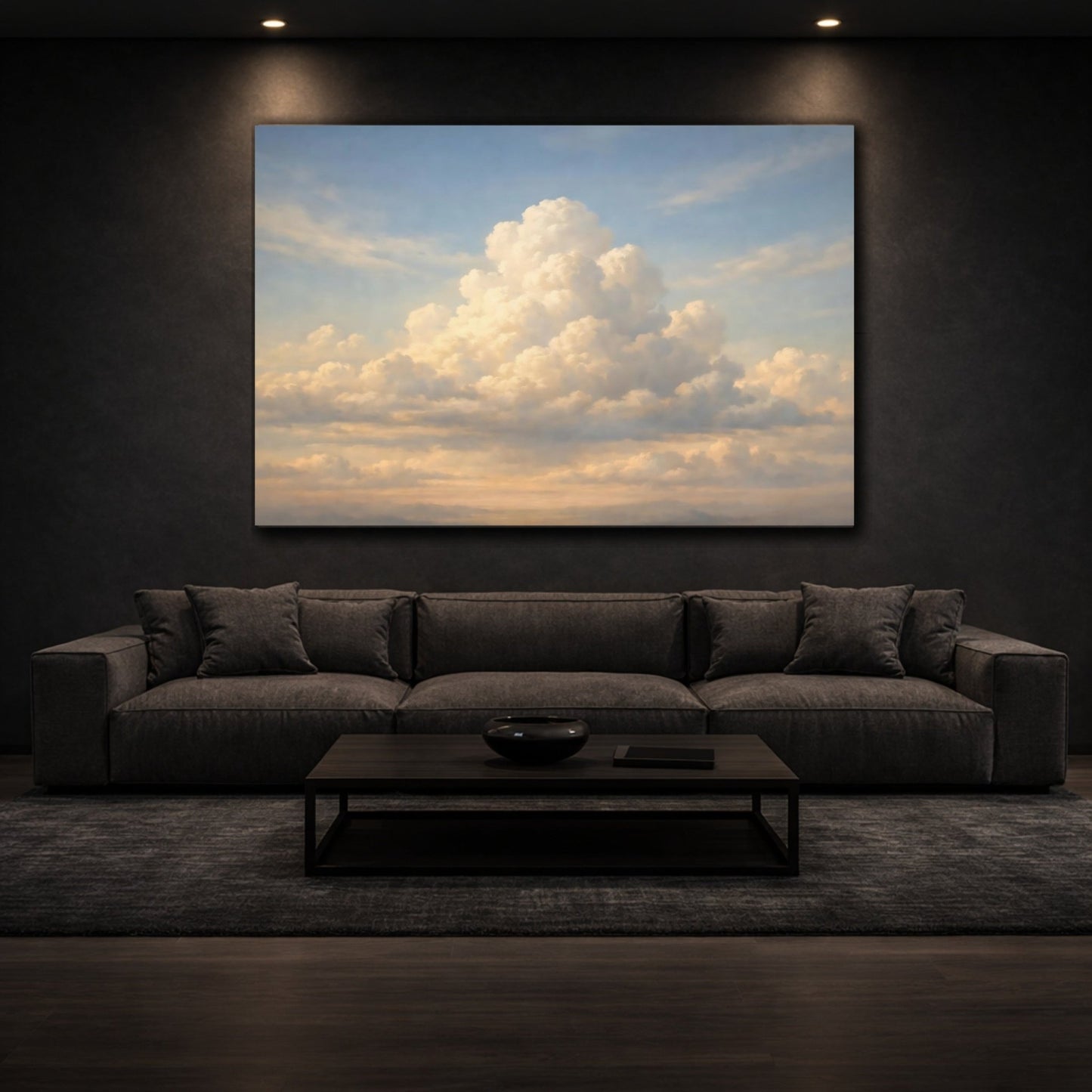 Nature Clouds Blue And Gold - Canvas Wall Art Print - YesArtYes