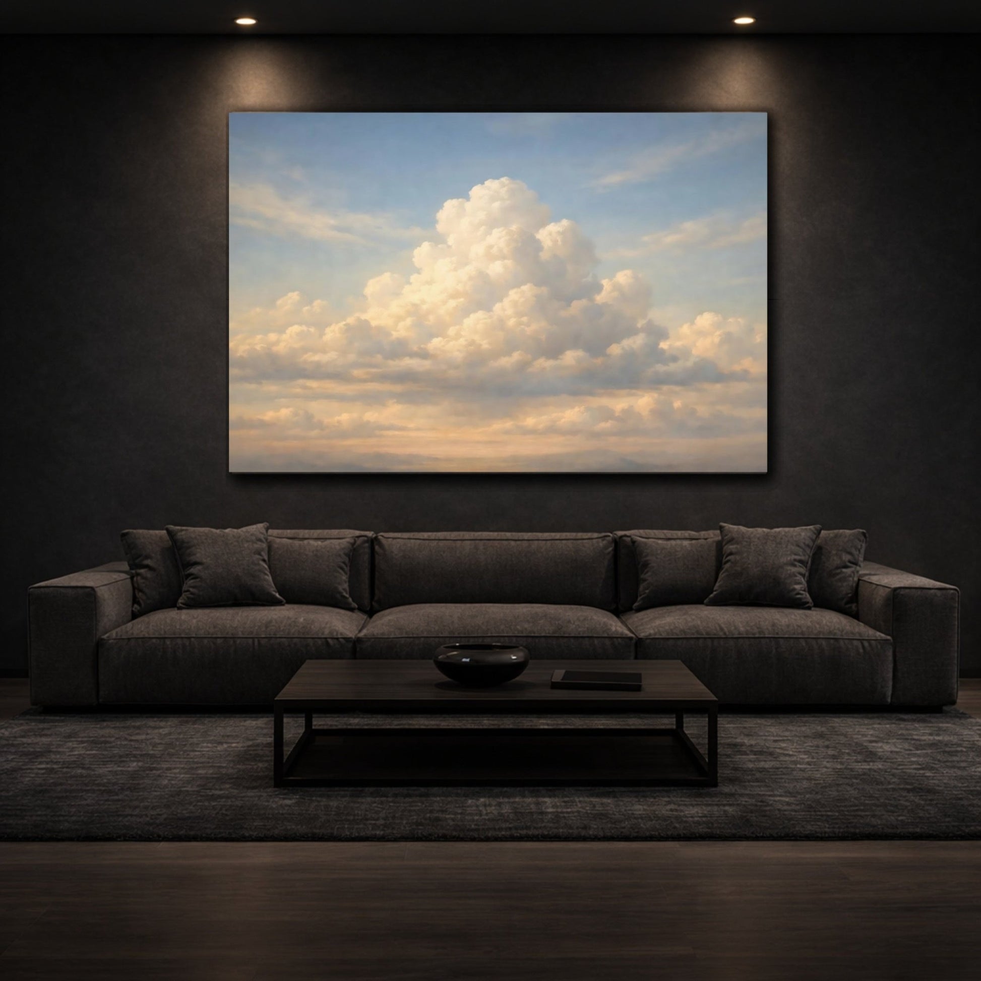 Nature Clouds Blue And Gold - Canvas Wall Art Print - YesArtYes