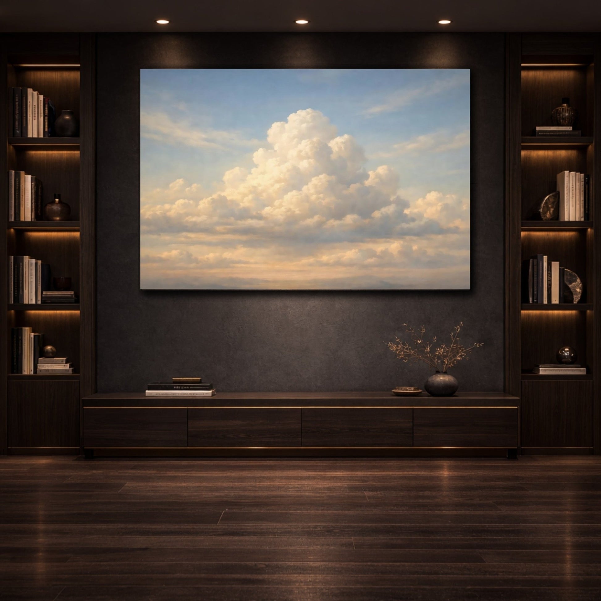 Nature Clouds Blue And Gold - Canvas Wall Art Print - YesArtYes