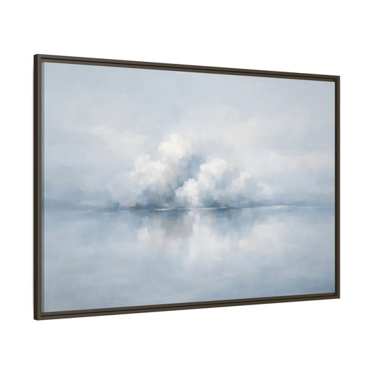 Main Mockup. Nature Clouds Blue And White Clouds shown as stretched canvas wall art