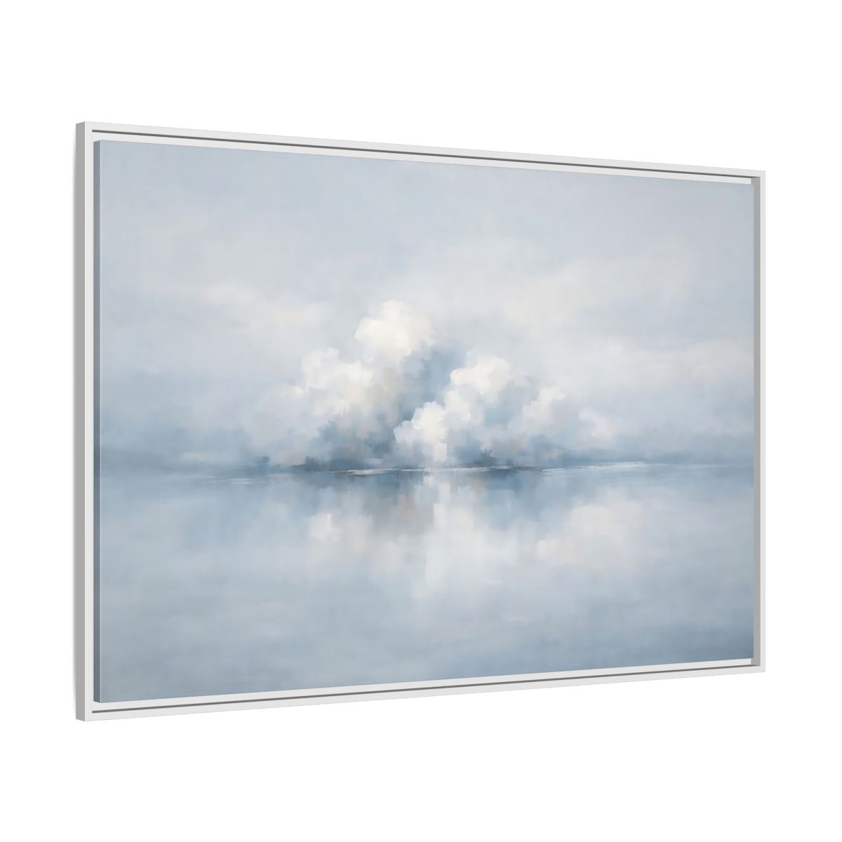 Side Mockup 7. Nature Clouds Blue And White Clouds shown as stretched canvas wall art