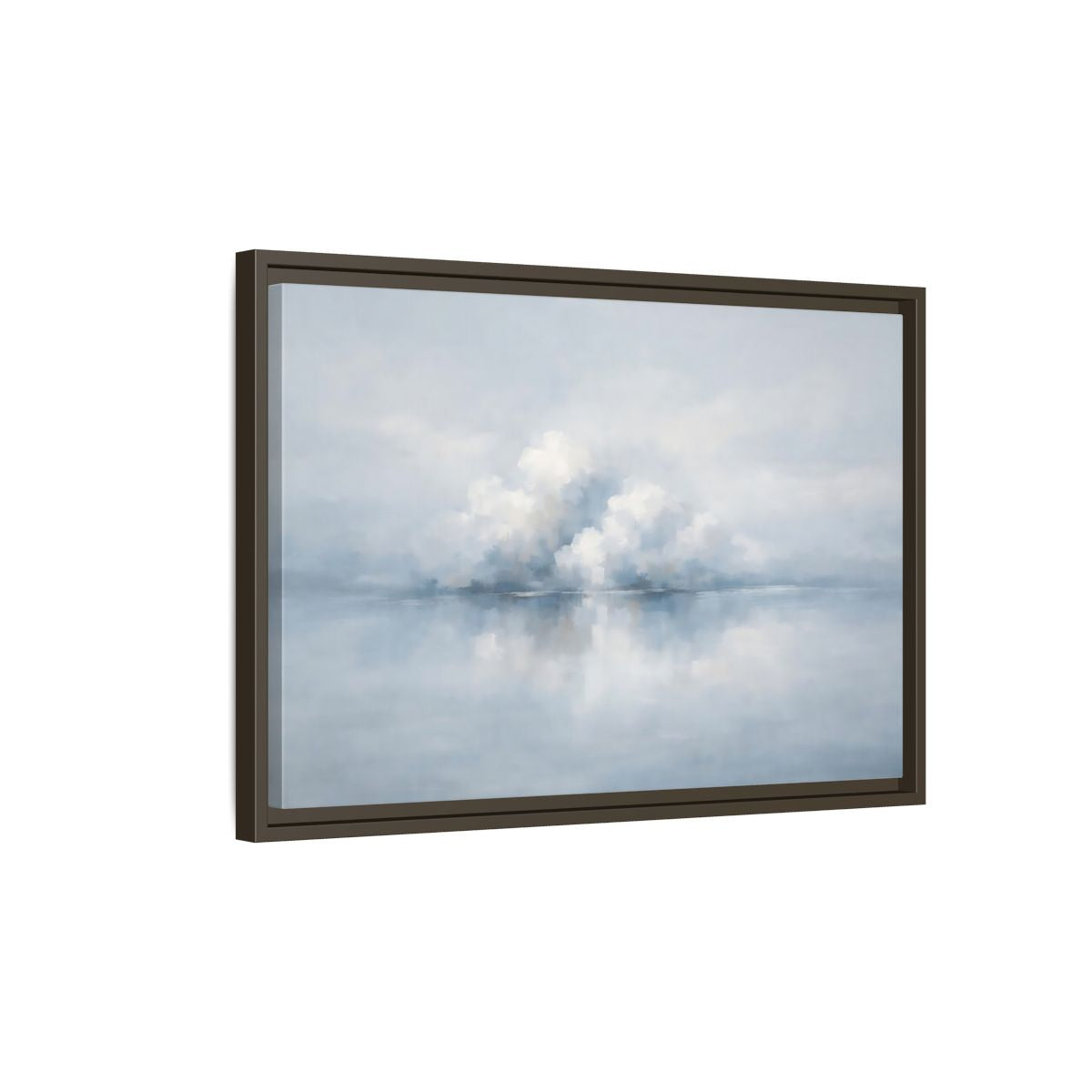Side Mockup 2. Nature Clouds Blue And White Clouds shown as stretched canvas wall art