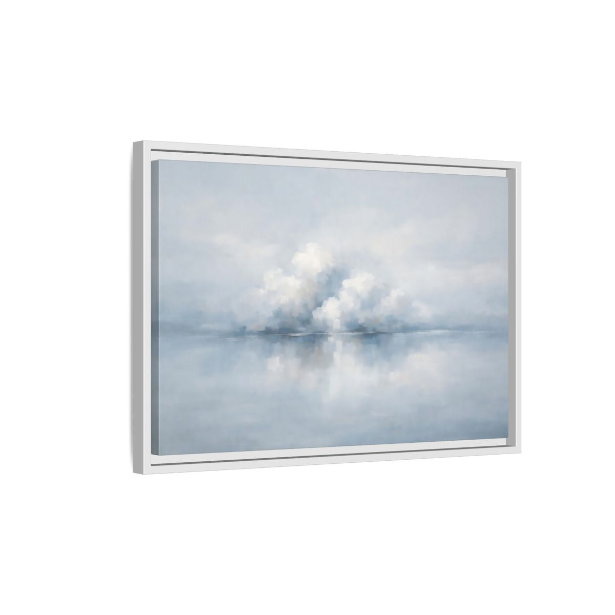 Side Mockup 1. Nature Clouds Blue And White Clouds shown as stretched canvas wall art