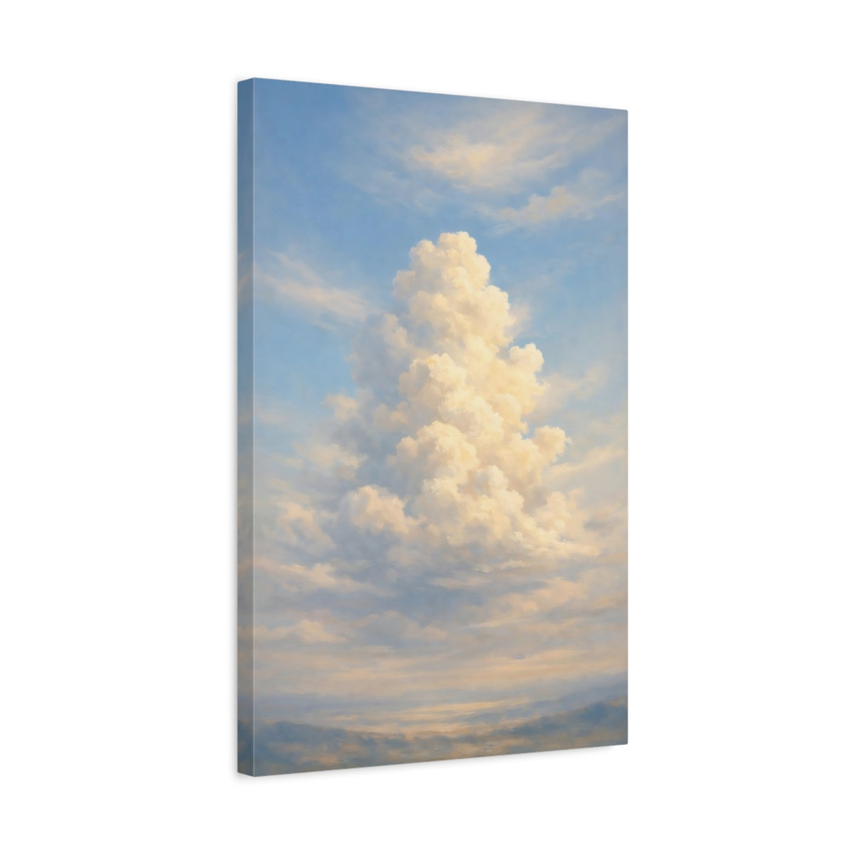 Side Mockup 3. Nature Clouds Blue Sky Clouds shown as stretched canvas wall art