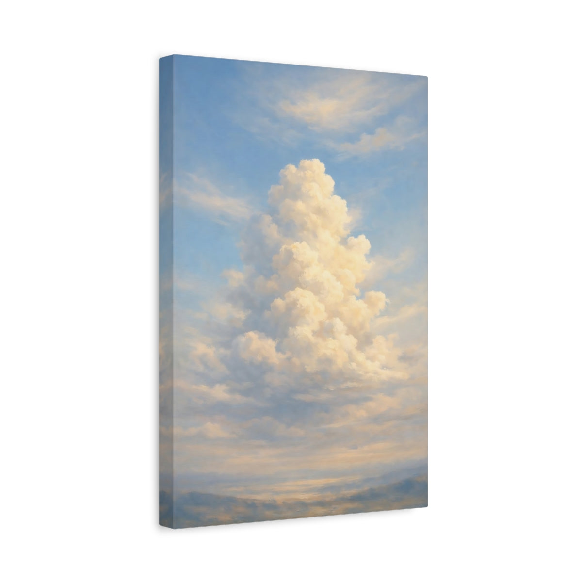 Side Mockup 4. Nature Clouds Blue Sky Clouds shown as stretched canvas wall art