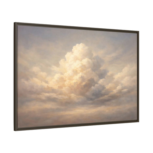 Main Mockup. Nature Clouds Pale Sky shown as stretched canvas wall art