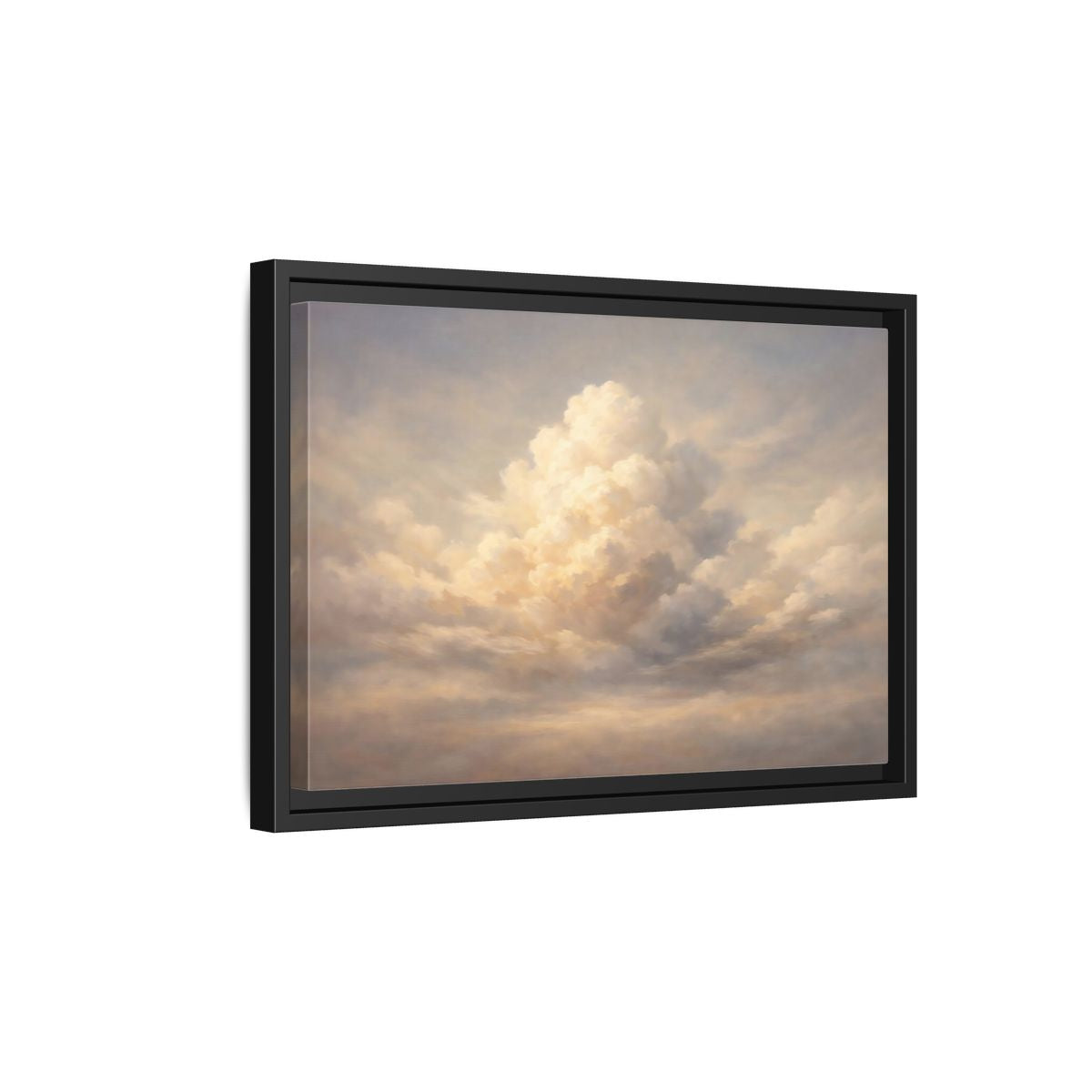 Side Mockup 6. Nature Clouds Pale Sky shown as stretched canvas wall art