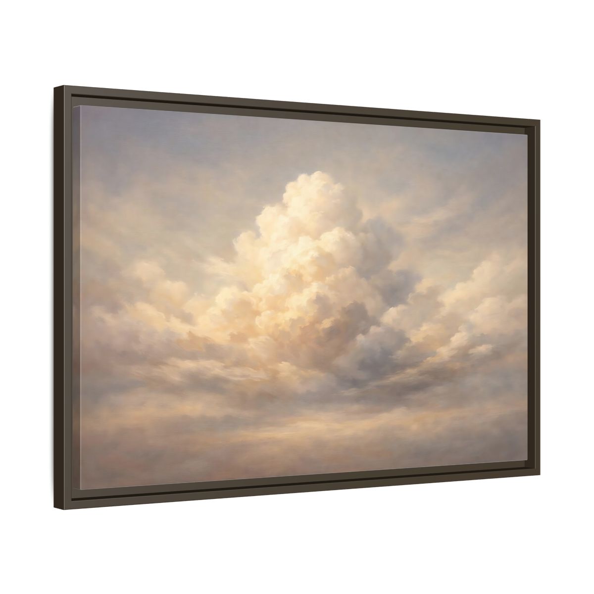 Side Mockup 11. Nature Clouds Pale Sky shown as stretched canvas wall art