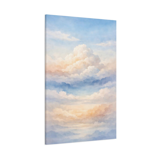 Main Mockup. Nature Clouds Pastel Sky Clouds shown as stretched canvas wall art