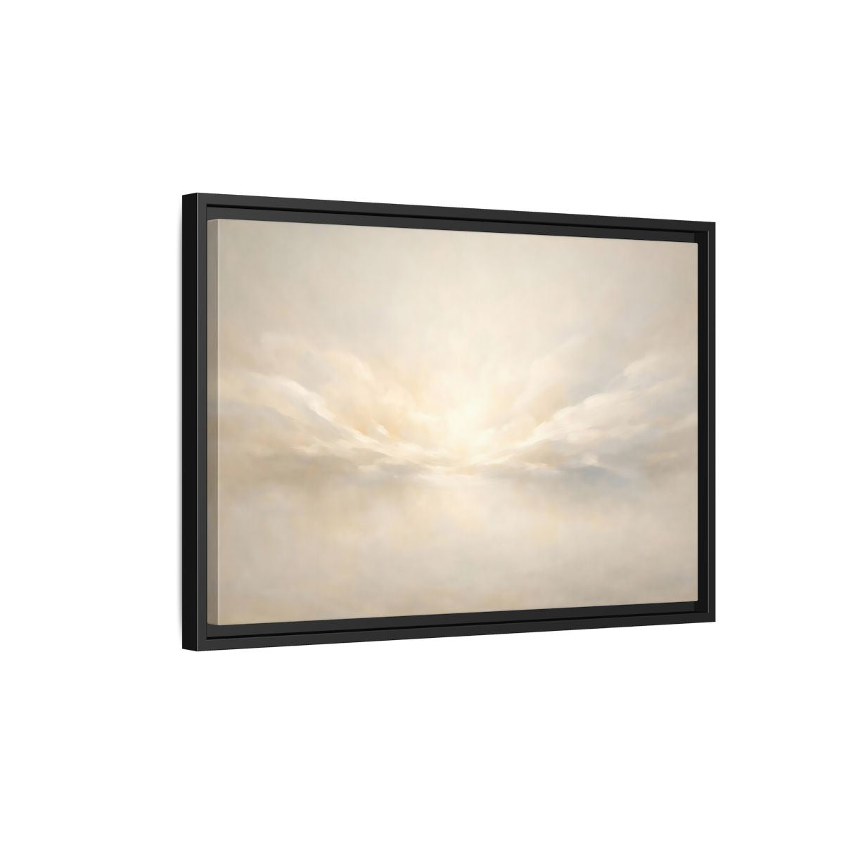 Side Mockup 3. Nature Cloudscape Soft Sky shown as stretched canvas wall art