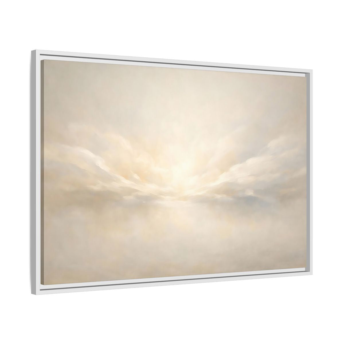 Side Mockup 8. Nature Cloudscape Soft Sky shown as stretched canvas wall art