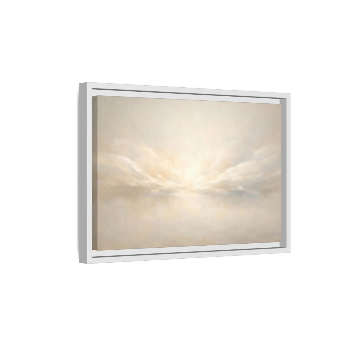 Side Mockup 4. Nature Cloudscape Soft Sky shown as stretched canvas wall art