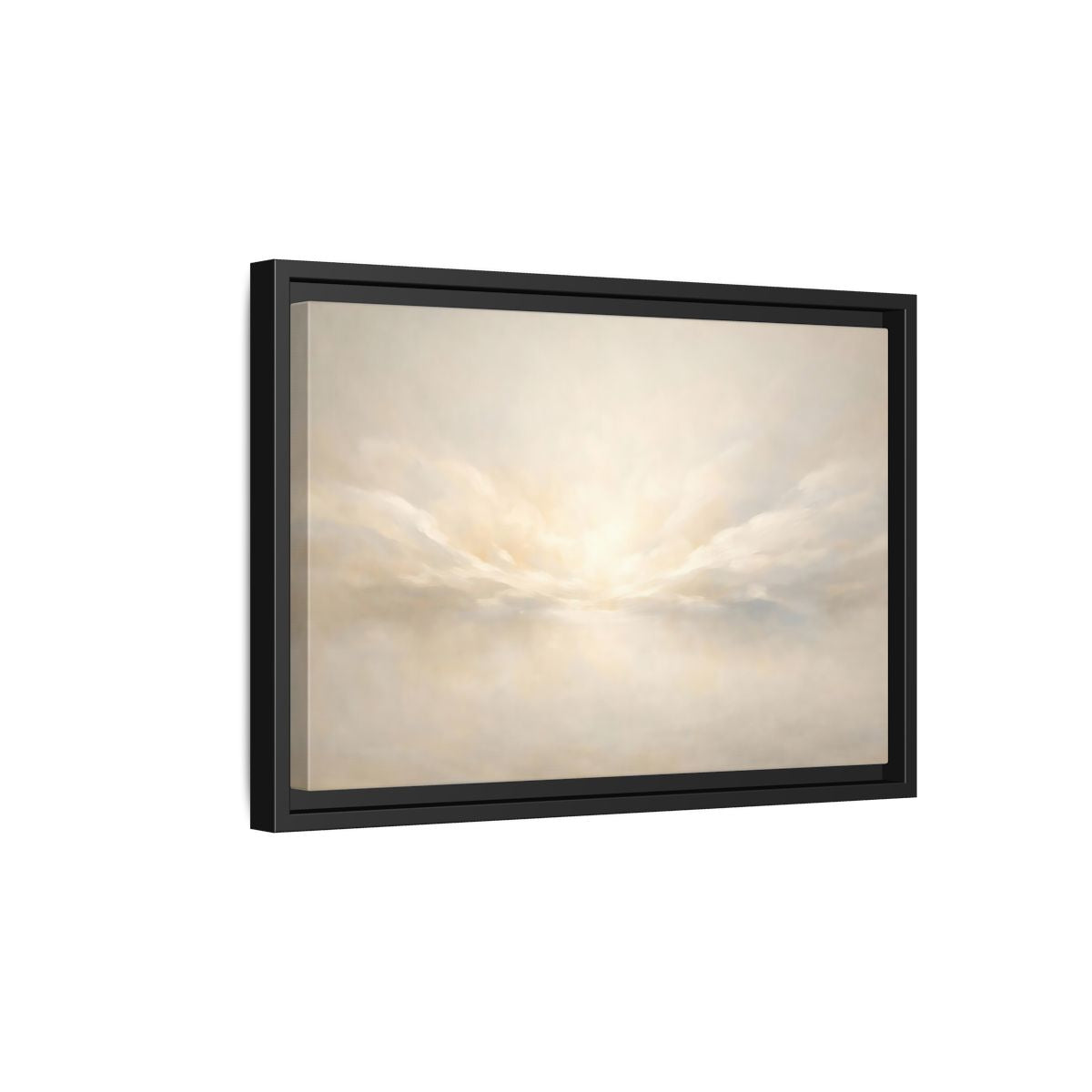 Side Mockup 6. Nature Cloudscape Soft Sky shown as stretched canvas wall art