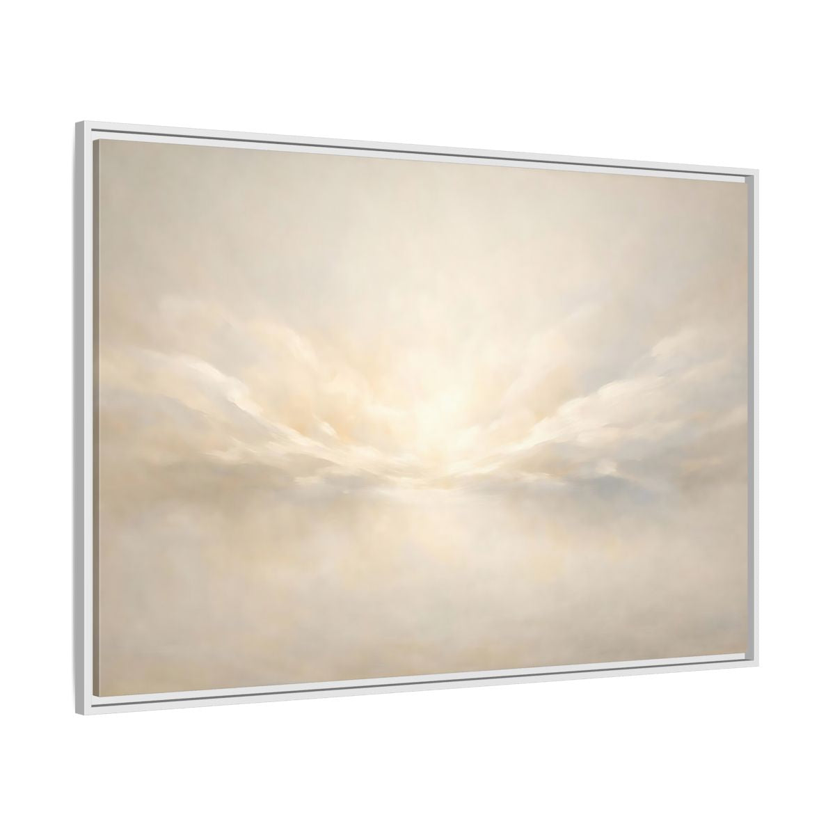 Side Mockup 7. Nature Cloudscape Soft Sky shown as stretched canvas wall art
