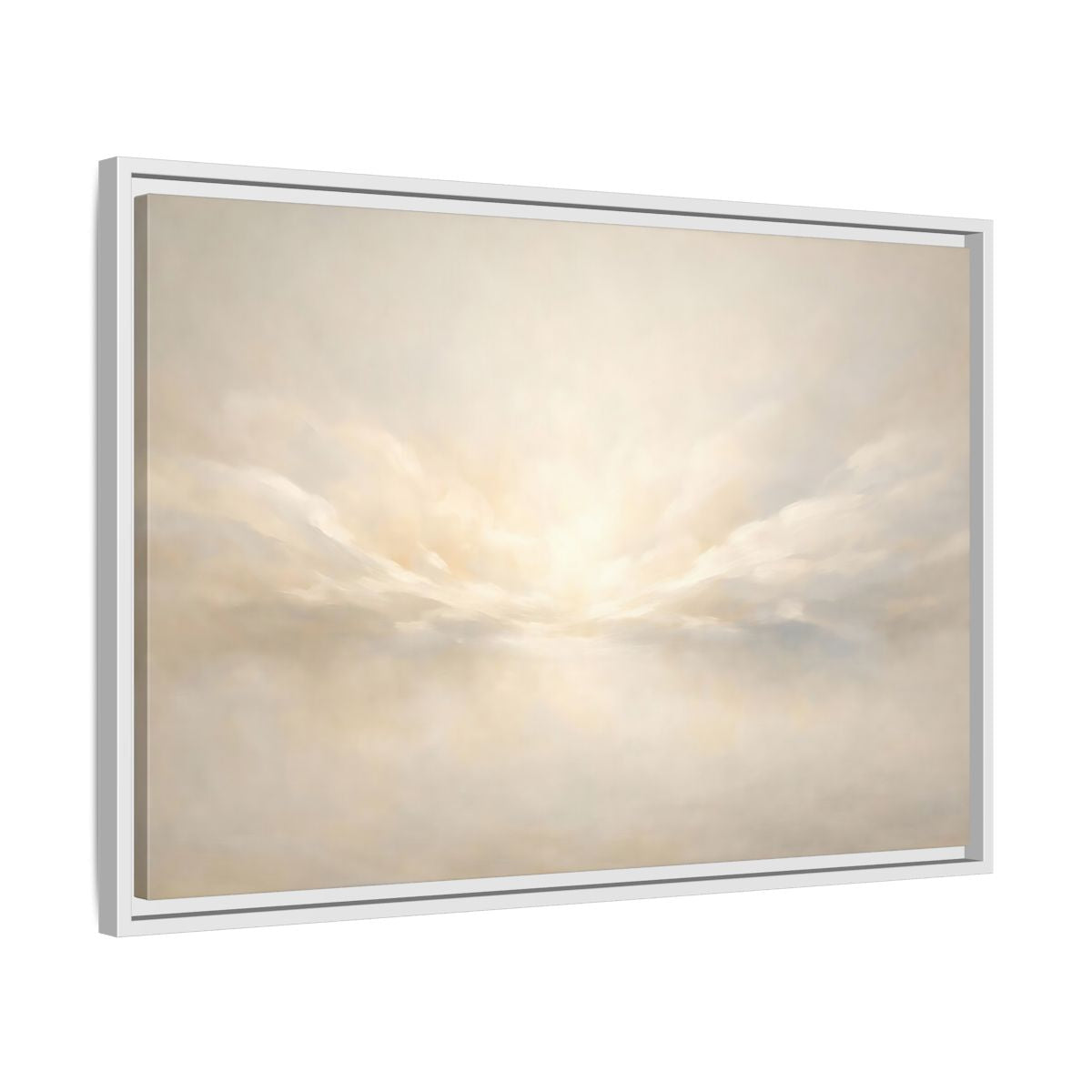 Side Mockup 10. Nature Cloudscape Soft Sky shown as stretched canvas wall art