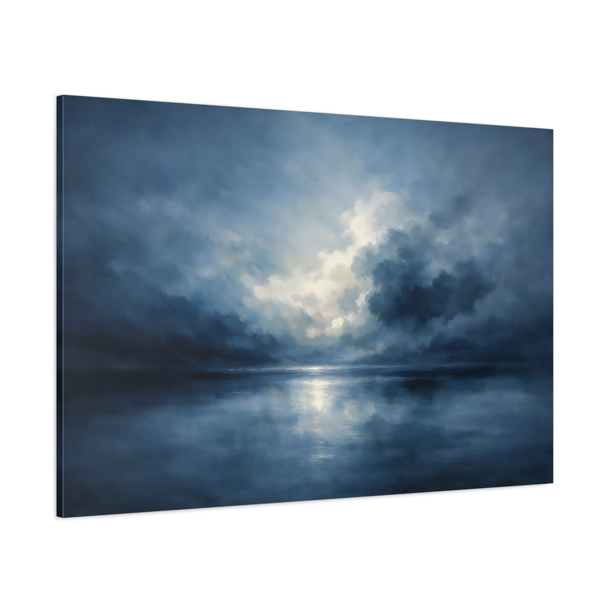 Main Mockup. Nature Cloudy Sea Blue Ocean Sky shown as stretched canvas wall art