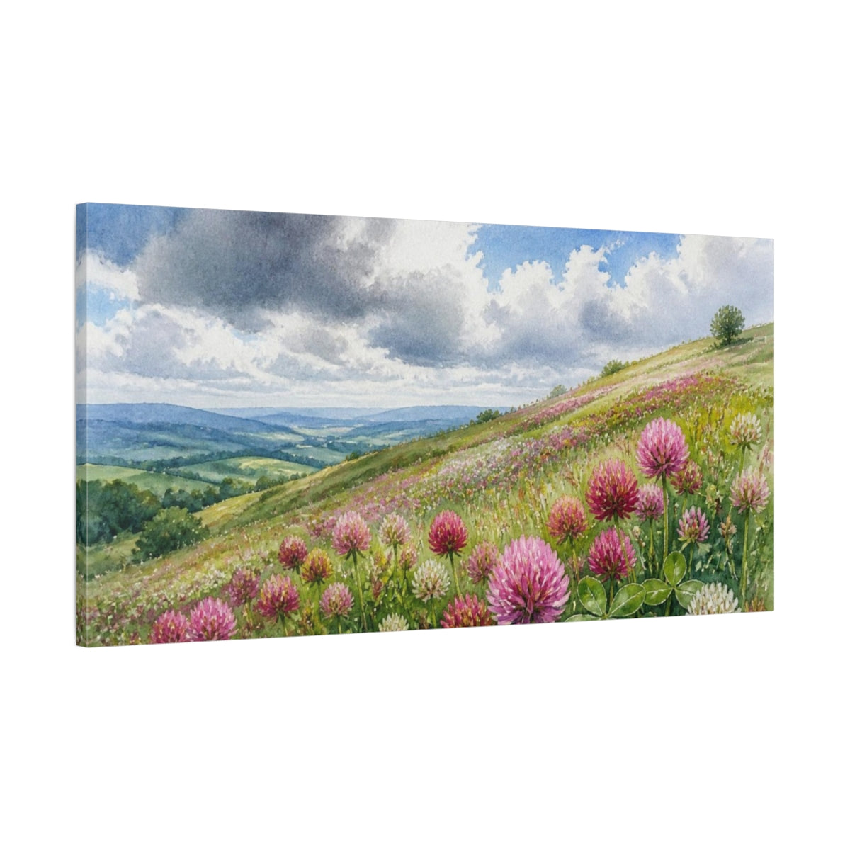 Main Mockup. Nature Clover Meadow shown as canvas print