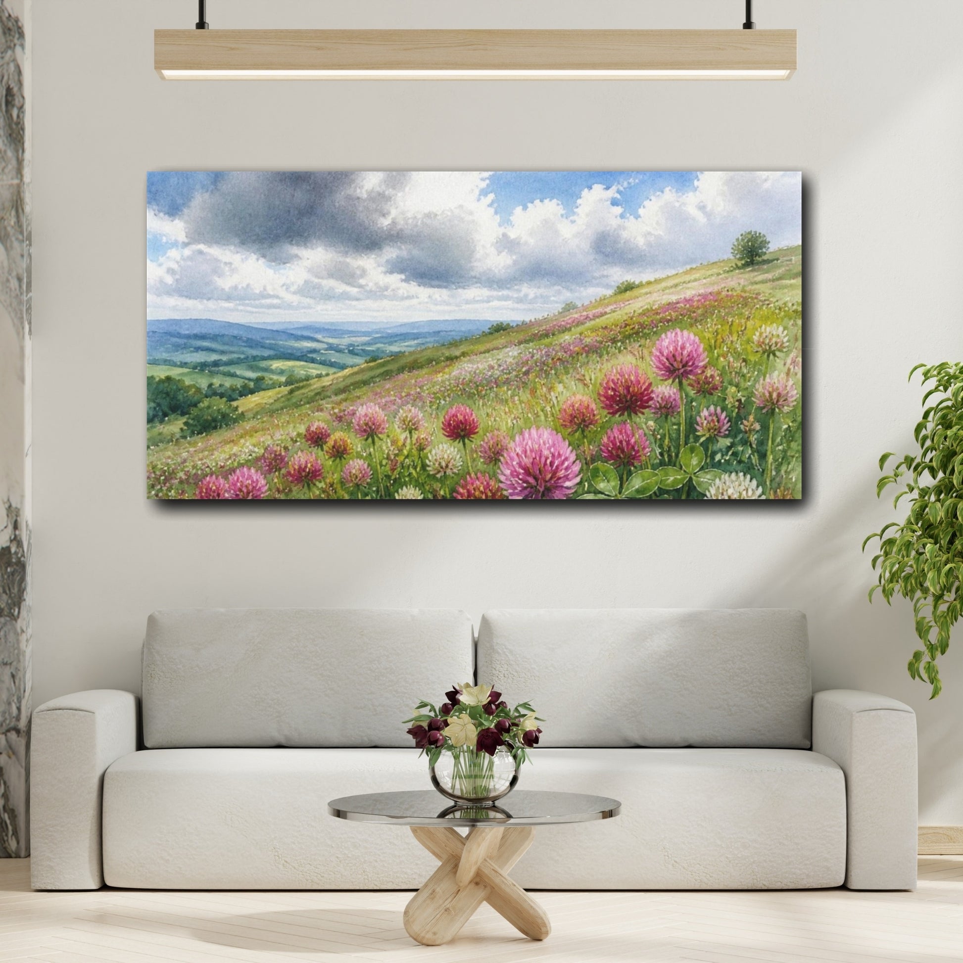 Mockup 2. Nature Clover Meadow shown as canvas print