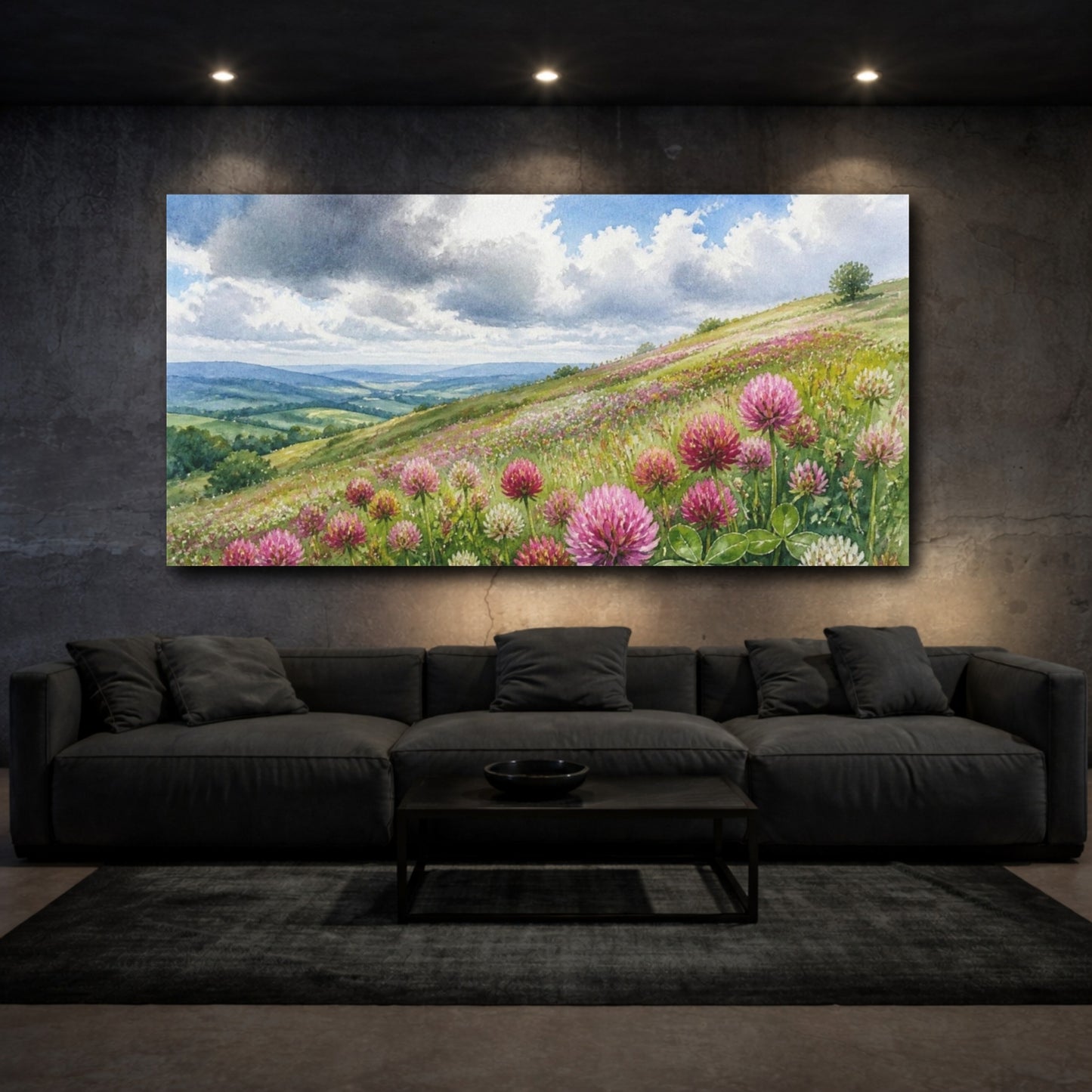 Mockup 3. Nature Clover Meadow shown as canvas print