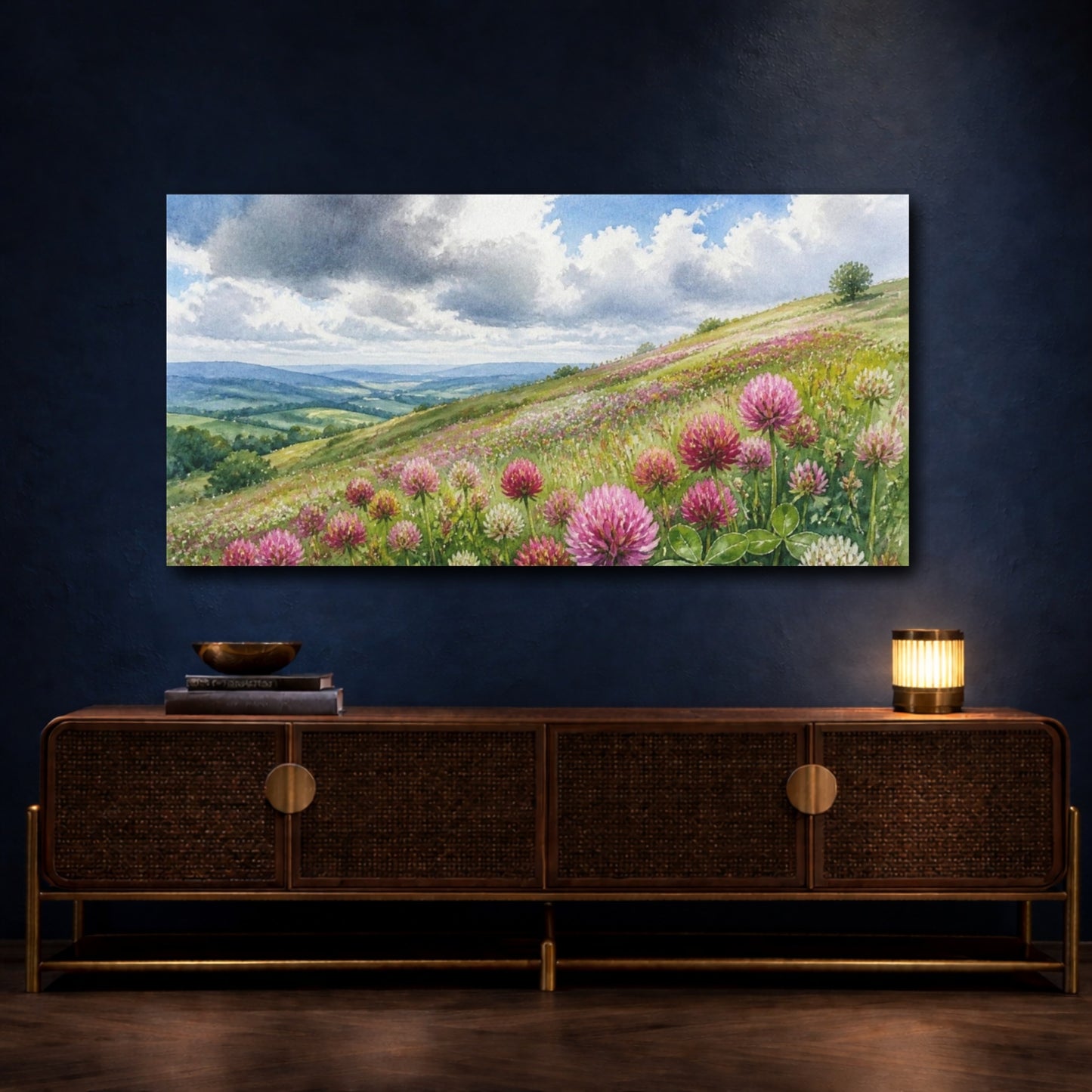 Mockup 4. Nature Clover Meadow shown as canvas print
