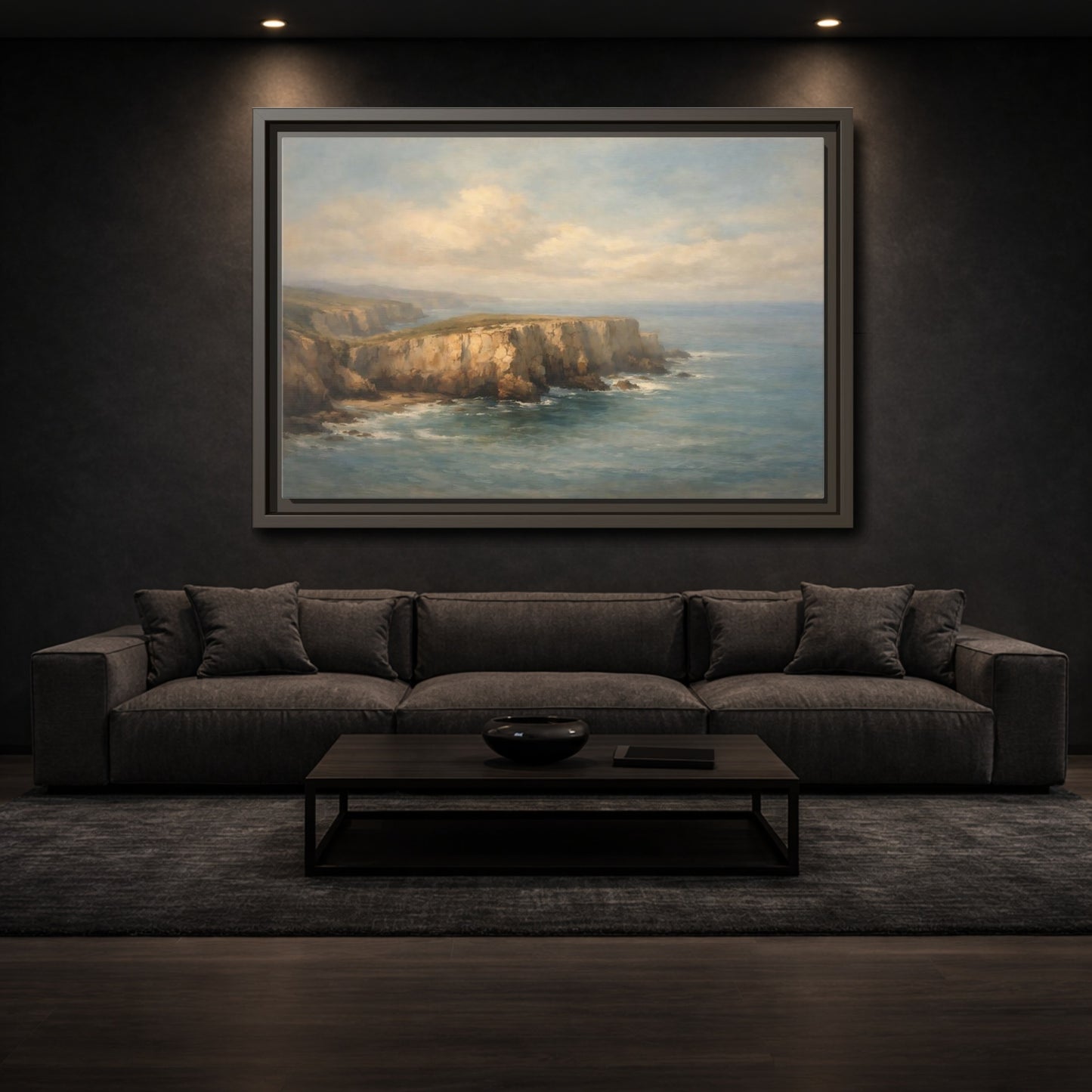 Mockup 2. Nature Coastal Cliffs Coastal Cliffs shown as stretched canvas wall art