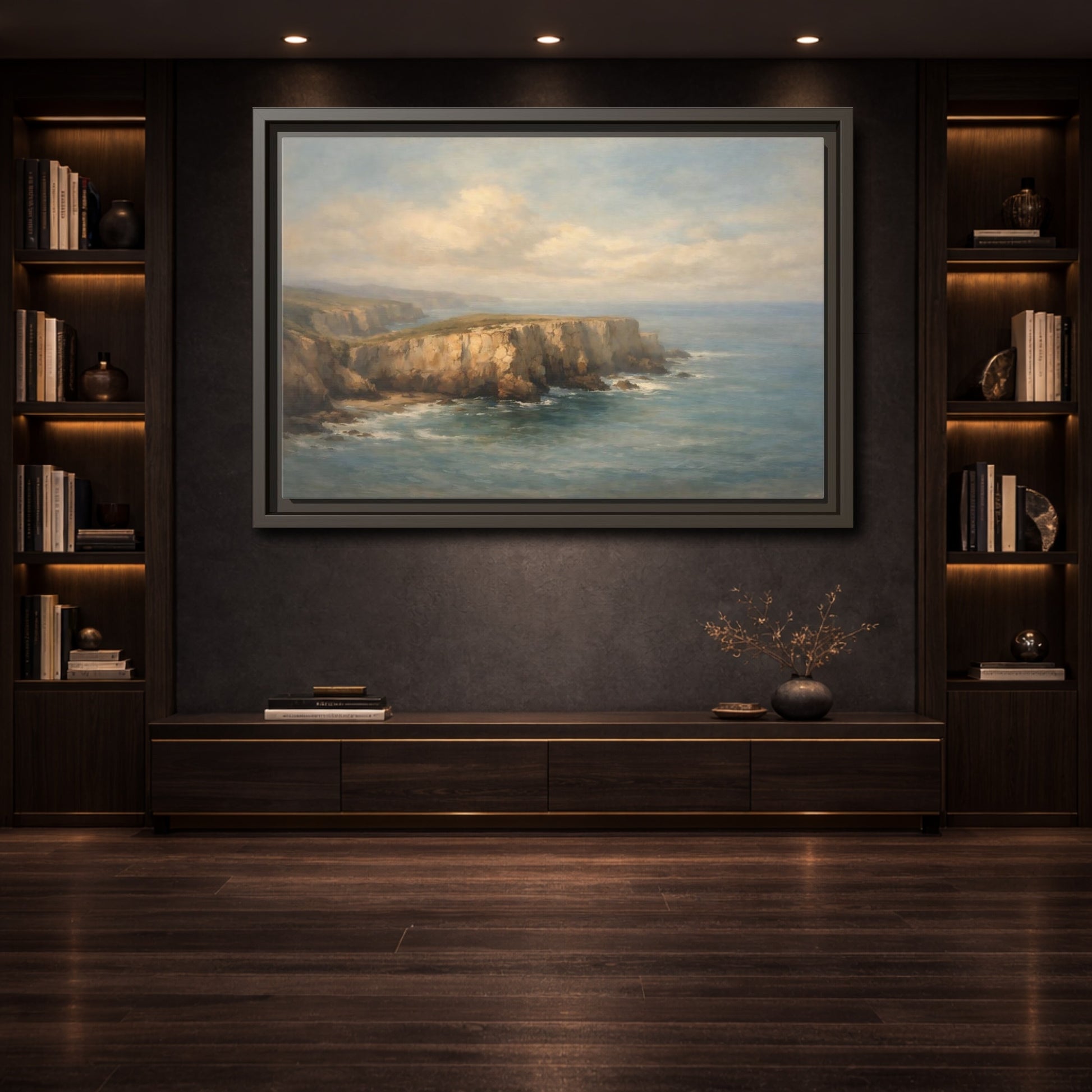 Mockup 3. Nature Coastal Cliffs Coastal Cliffs shown as stretched canvas wall art