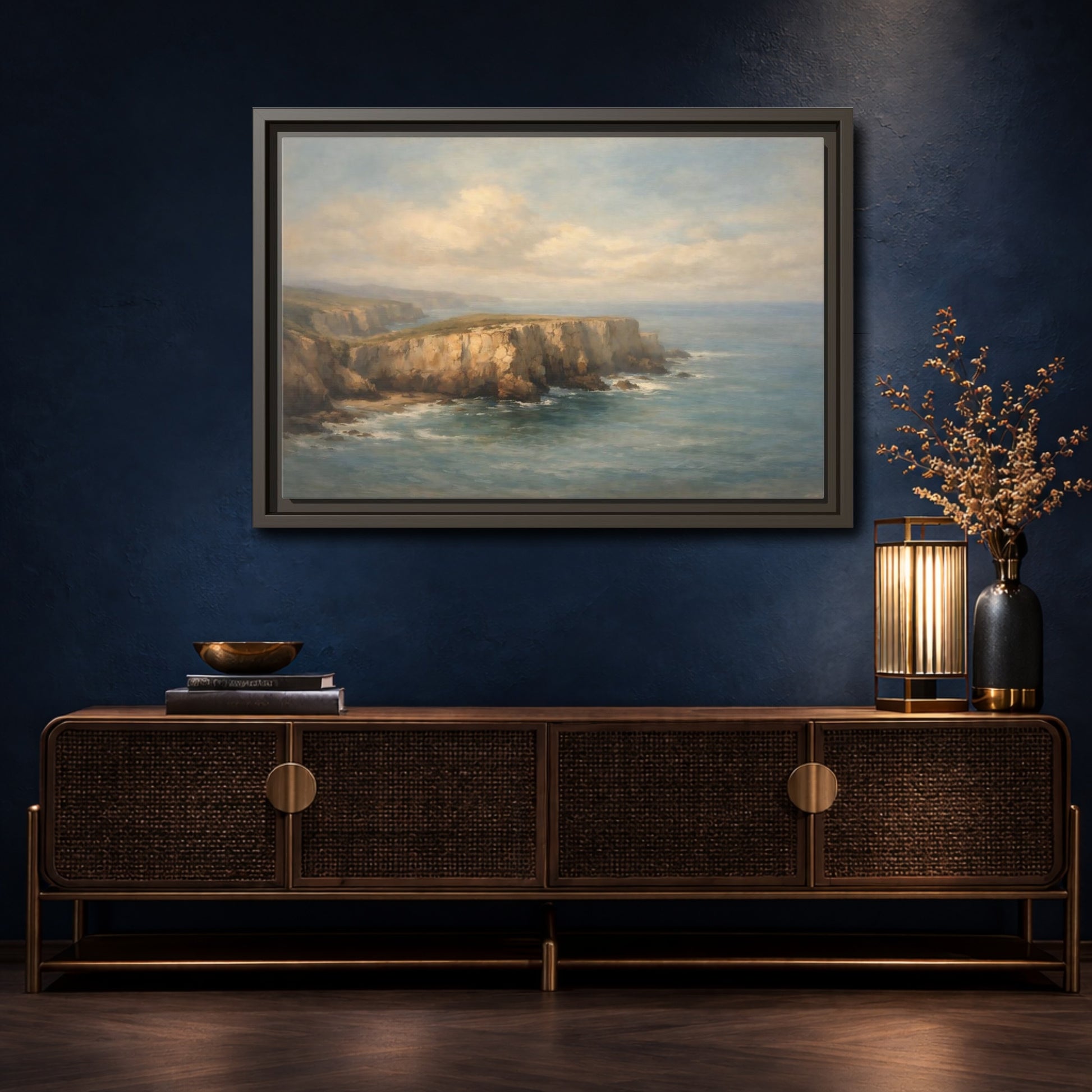 Mockup 4. Nature Coastal Cliffs Coastal Cliffs shown as stretched canvas wall art