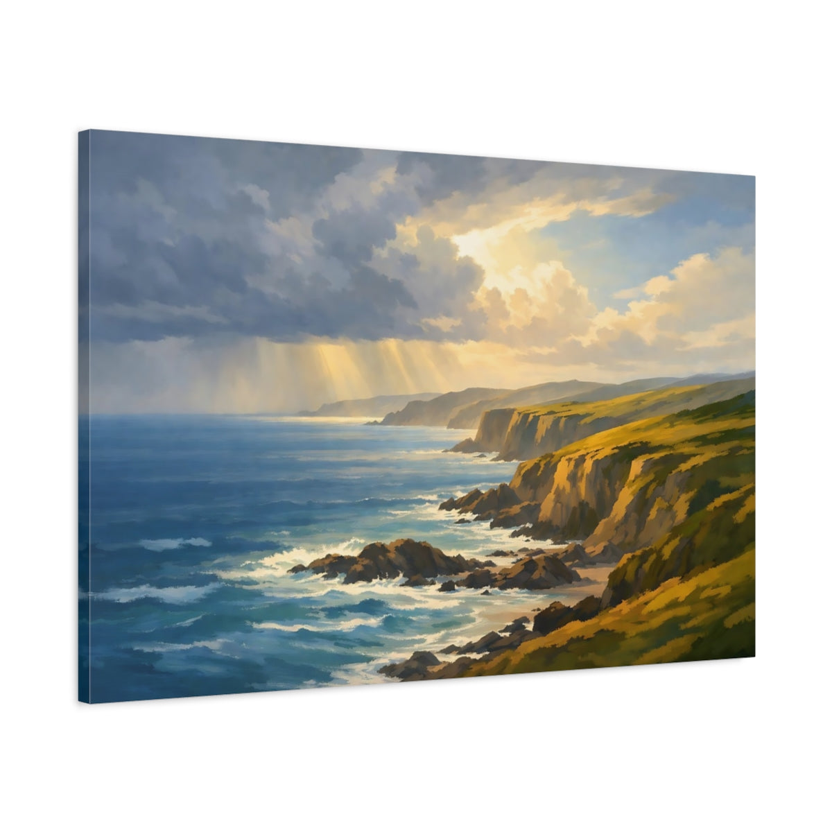 Main Mockup. Nature Coastal Cliffs Coastal Landscape shown as stretched canvas wall art