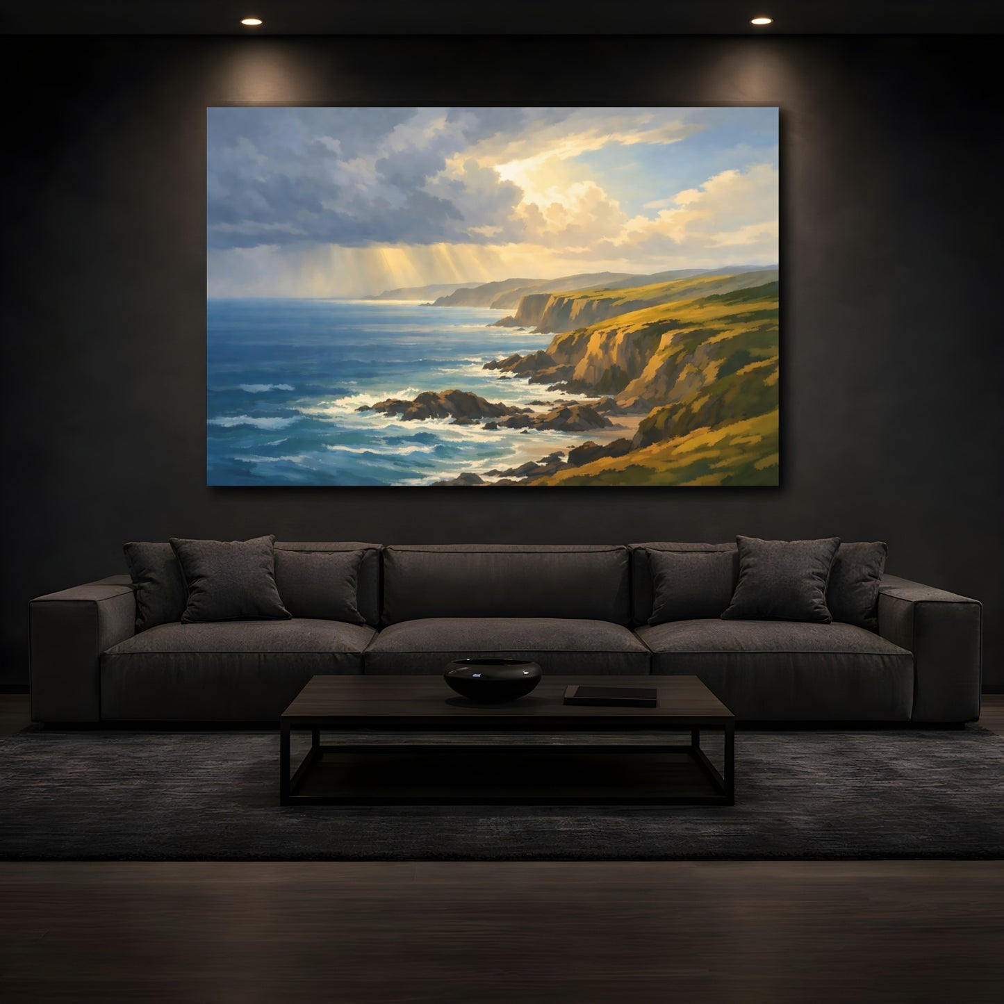 Mockup 2. Nature Coastal Cliffs Coastal Landscape shown as stretched canvas wall art