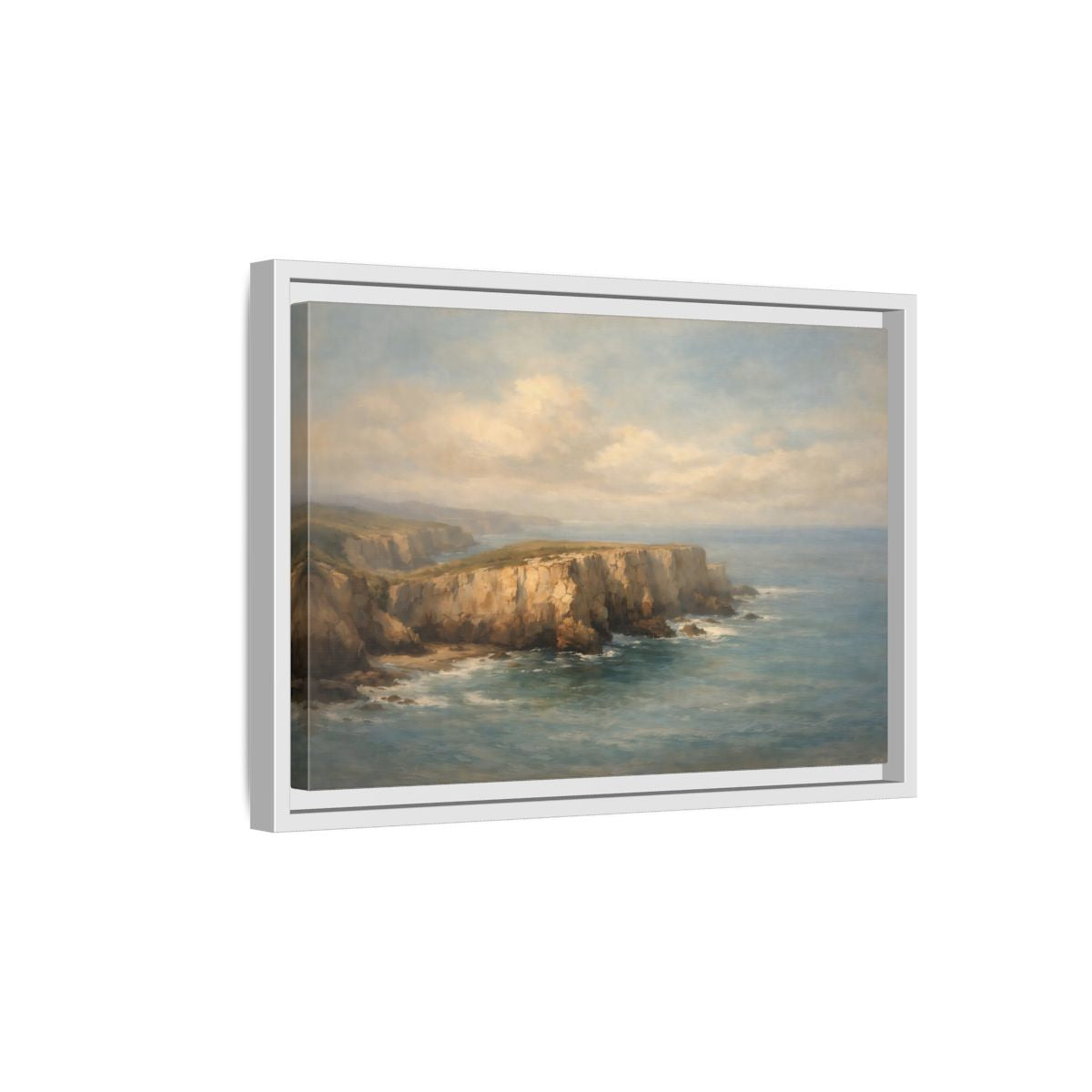 Side Mockup 4. Nature Coastal Cliffs Coastal Cliffs shown as stretched canvas wall art