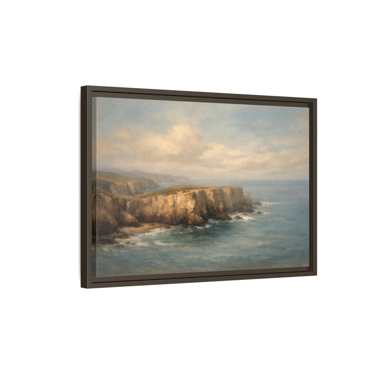 Side Mockup 2. Nature Coastal Cliffs Coastal Cliffs shown as stretched canvas wall art