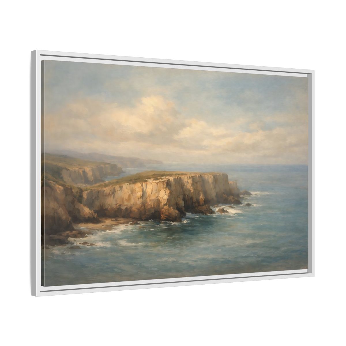 Side Mockup 8. Nature Coastal Cliffs Coastal Cliffs shown as stretched canvas wall art