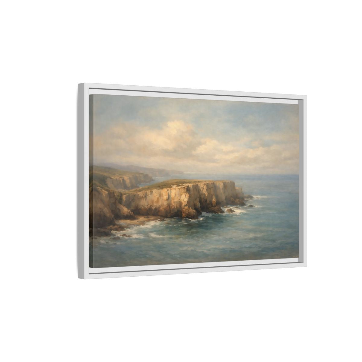 Side Mockup 1. Nature Coastal Cliffs Coastal Cliffs shown as stretched canvas wall art