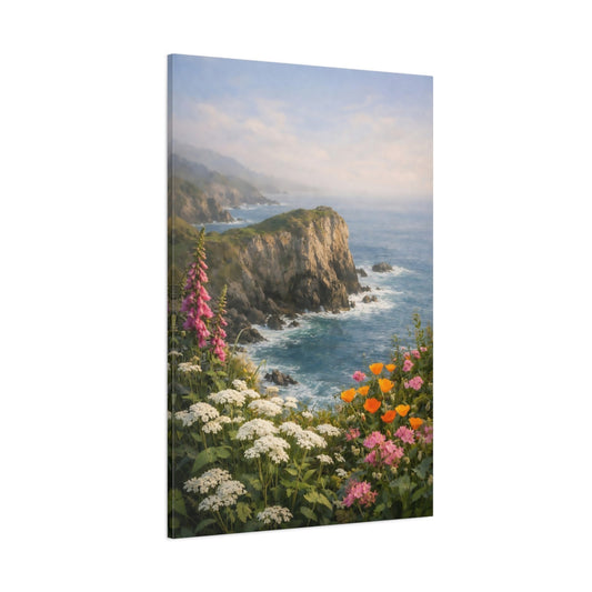Main Mockup. Nature Coastal Cliffs Vibrant Coastal View shown as stretched canvas wall art