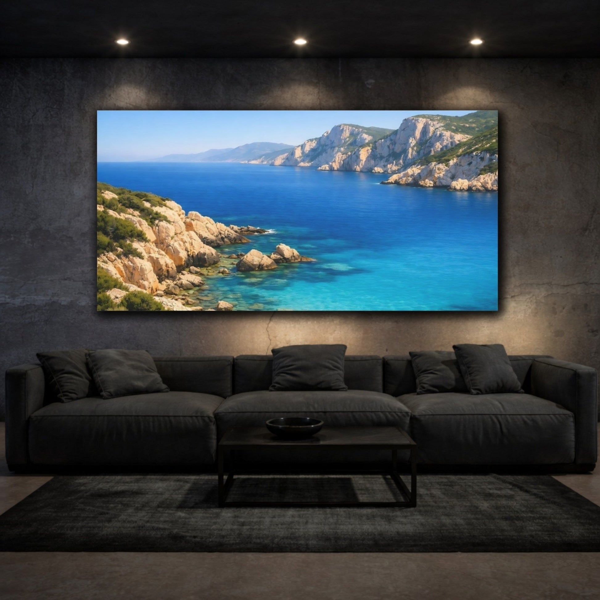 Nature Coastal Landscape Blue Ocean - Canvas Wall Art Print - YesArtYes