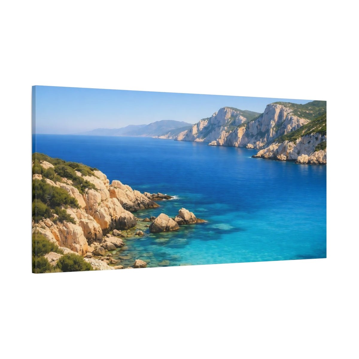 Nature Coastal Landscape Blue Ocean - Canvas Wall Art Print - YesArtYes
