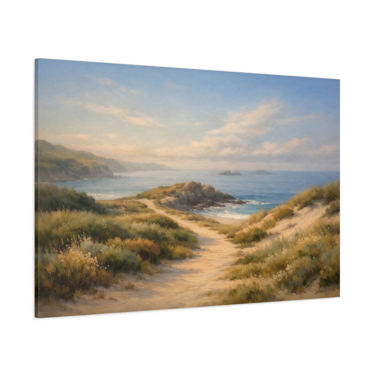 Main Mockup. Nature Coastal Landscape Coastal Beach Landscape shown as stretched canvas wall art