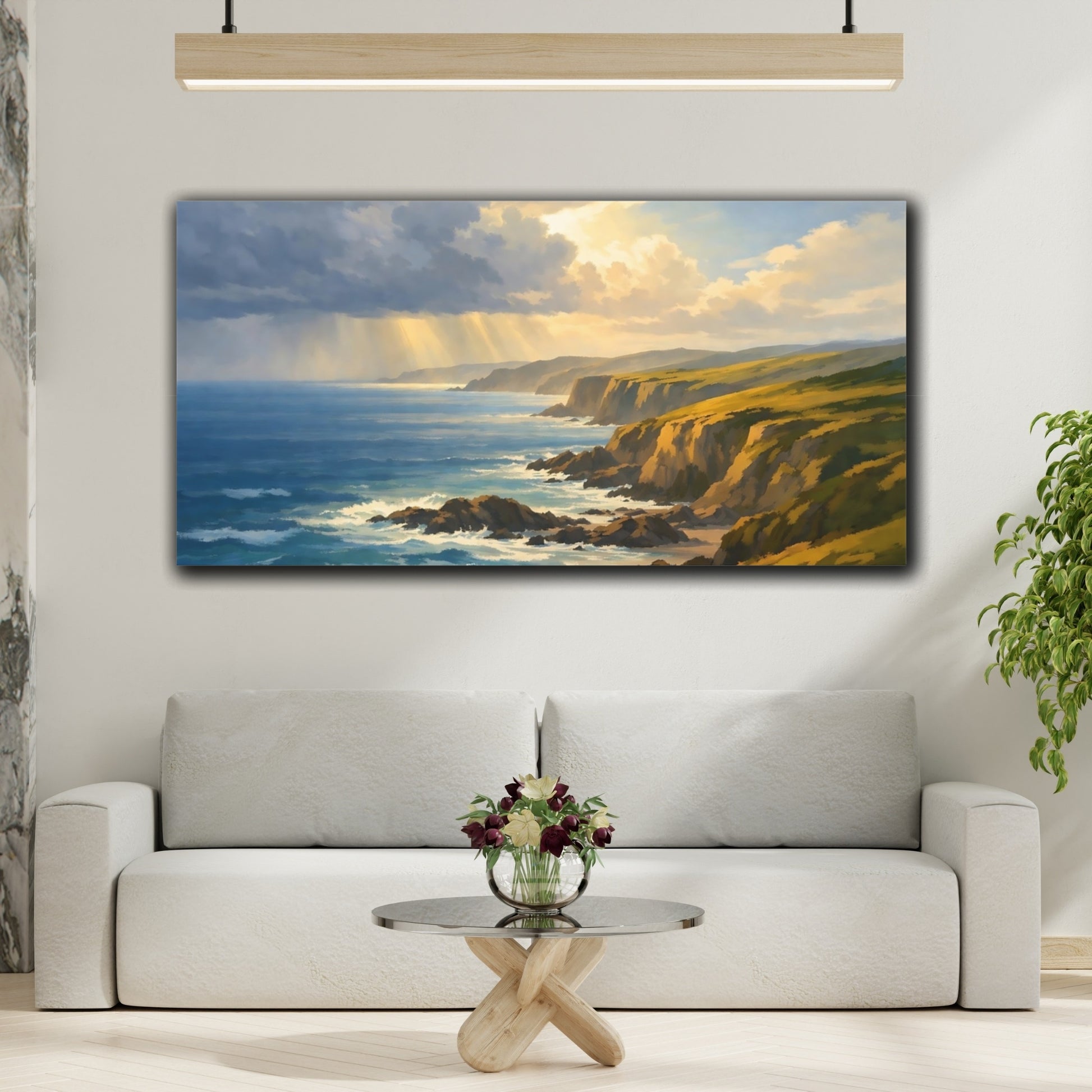Mockup 3. Nature Coastal Landscape Coastal Landscape shown as stretched canvas wall art