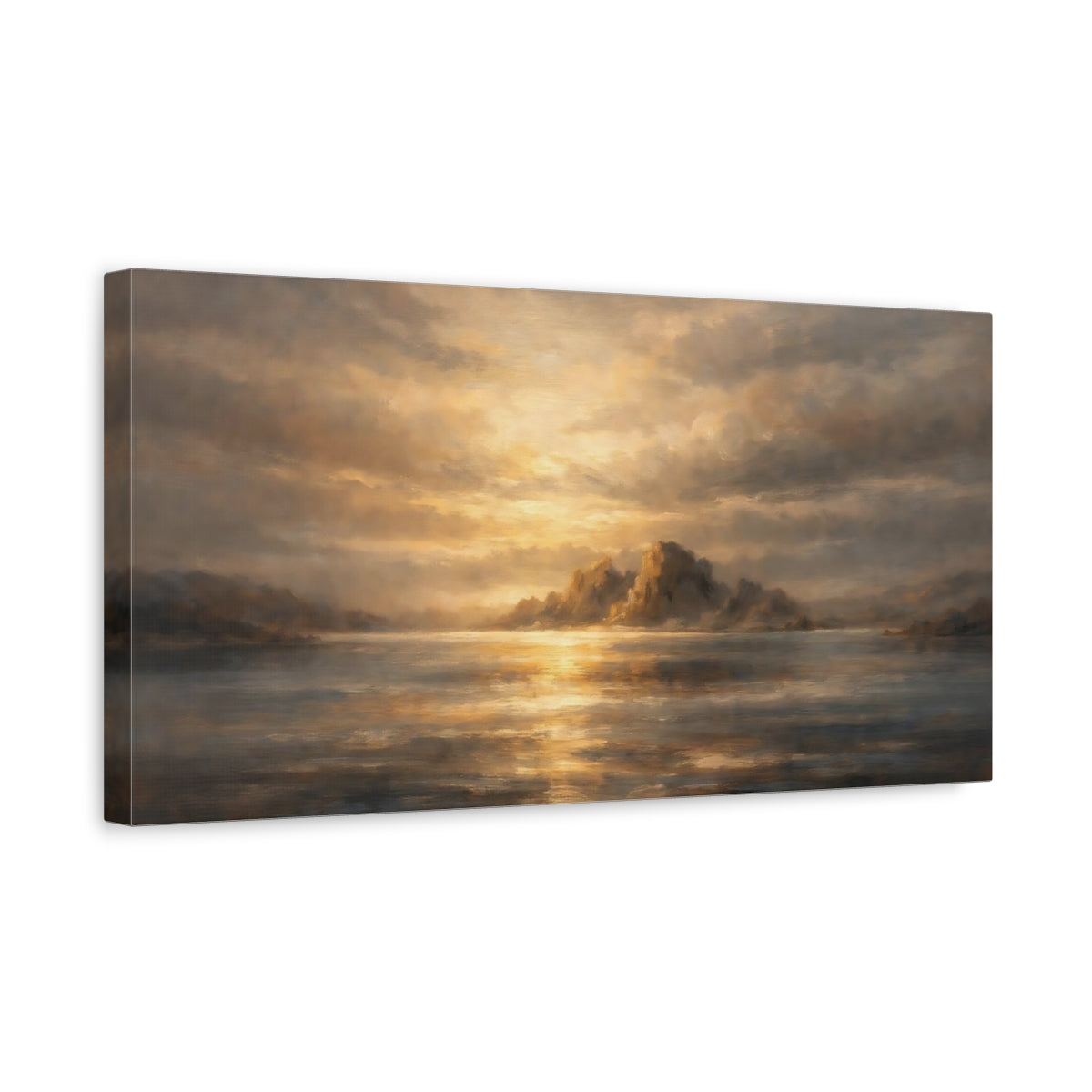 Side Mockup 3. Nature Coastal Landscape Golden Coastal Landscape shown as stretched canvas wall art