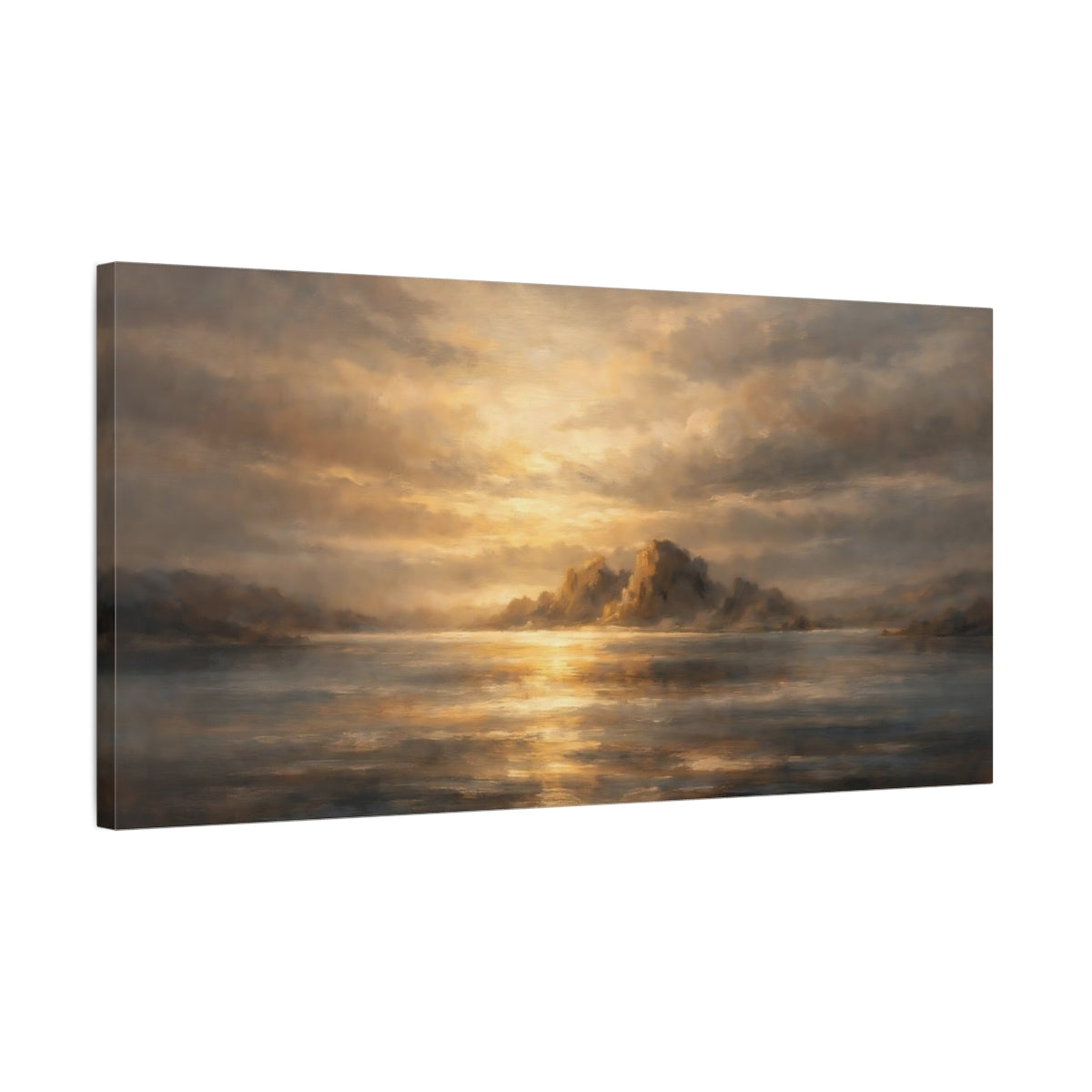 Side Mockup 2. Nature Coastal Landscape Golden Coastal Landscape shown as stretched canvas wall art