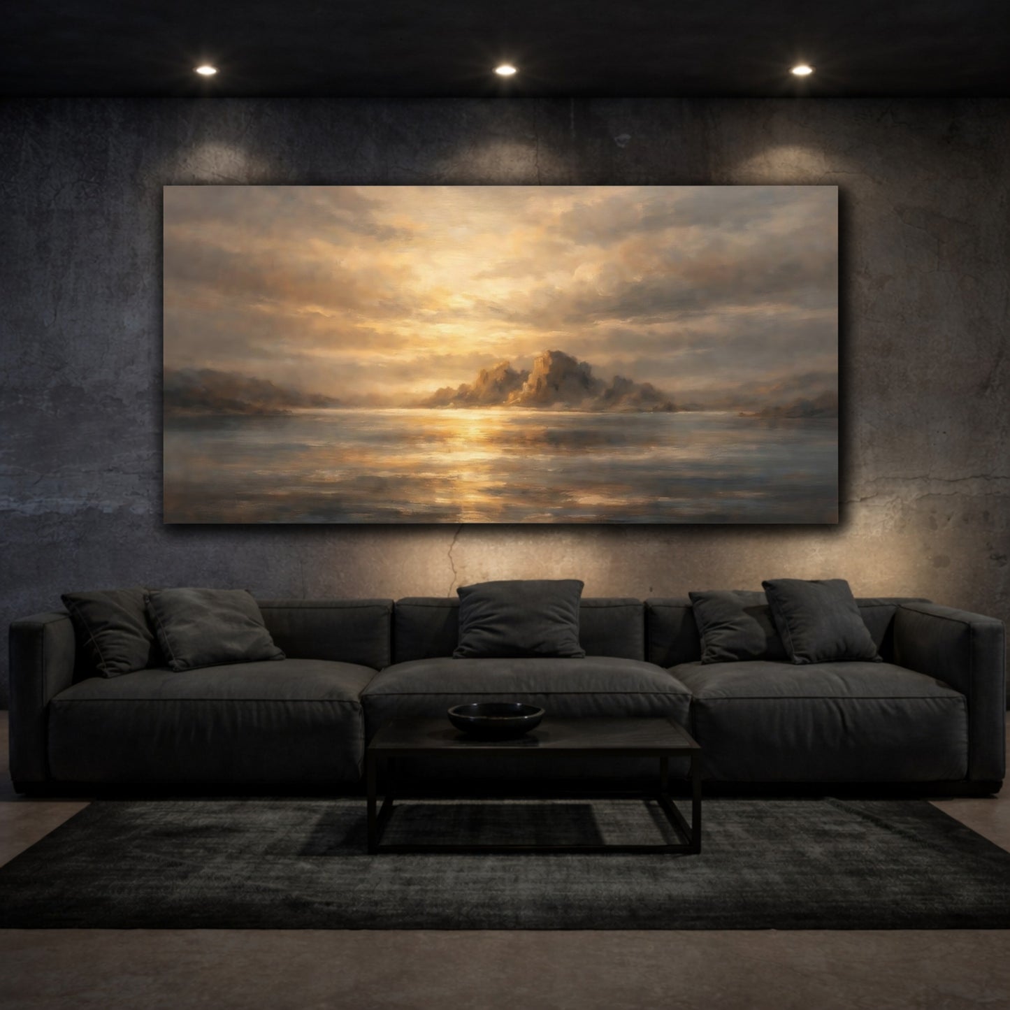Mockup 2. Nature Coastal Landscape Golden Coastal Landscape shown as stretched canvas wall art
